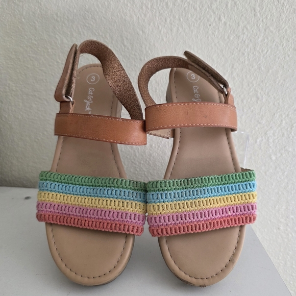 Girls Cat and Jack open toes Colorful Sandals Size 3 - Picture 1 of 6